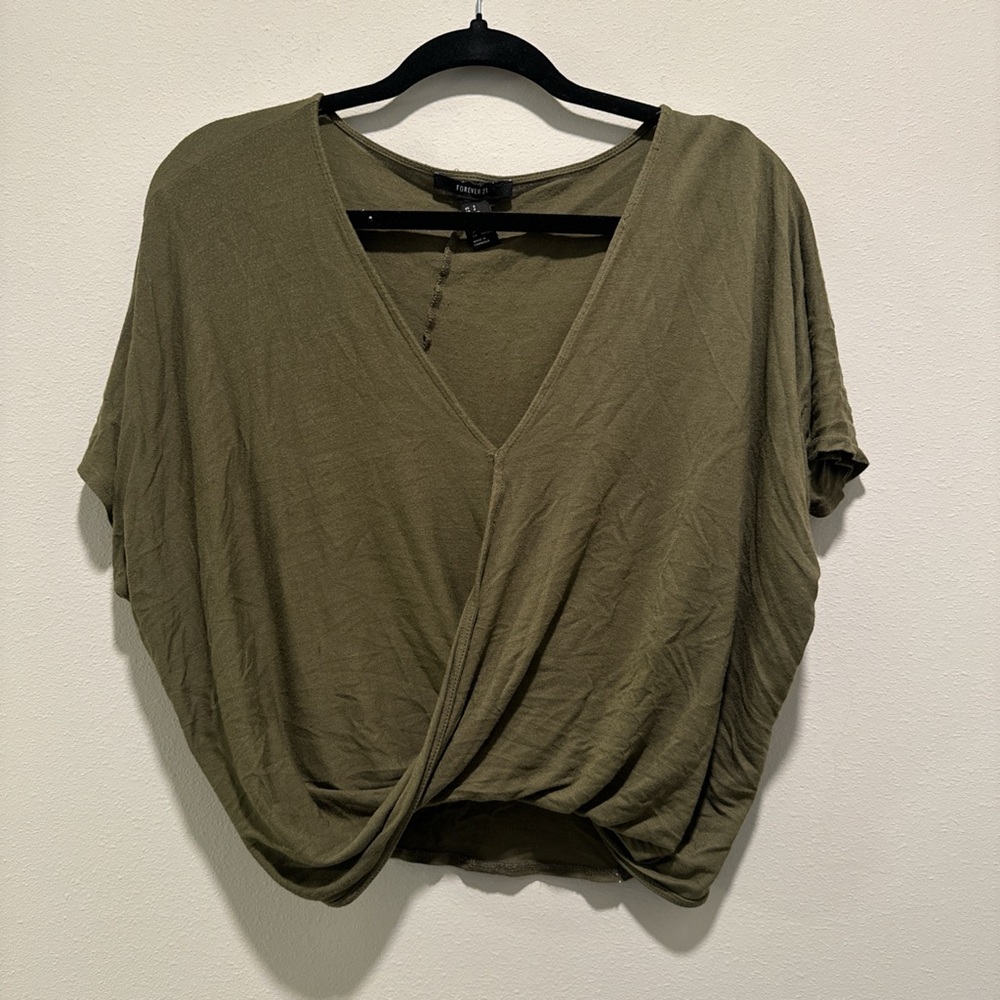 Forever 21 Cropped V Neck Wrap Top - Size Small
